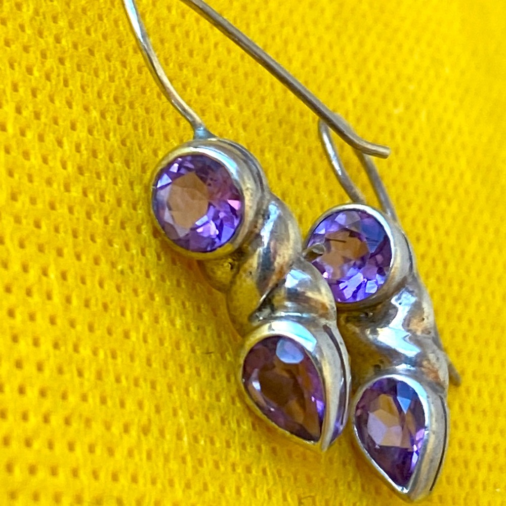 Amethyst sterling silver long earrings